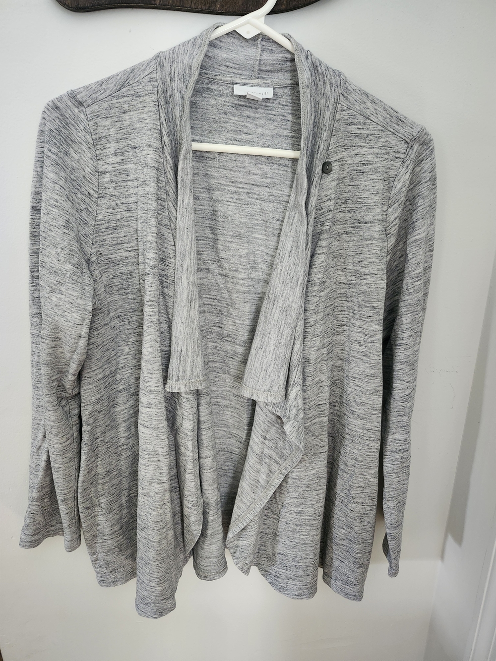 J. Jill Heather Gray Open-Front Draped Cardigan